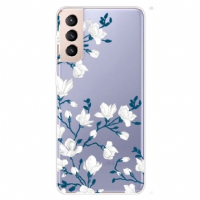 Cover Samsung Galaxy S22 Plus 5G Transparente Hvide Blomster