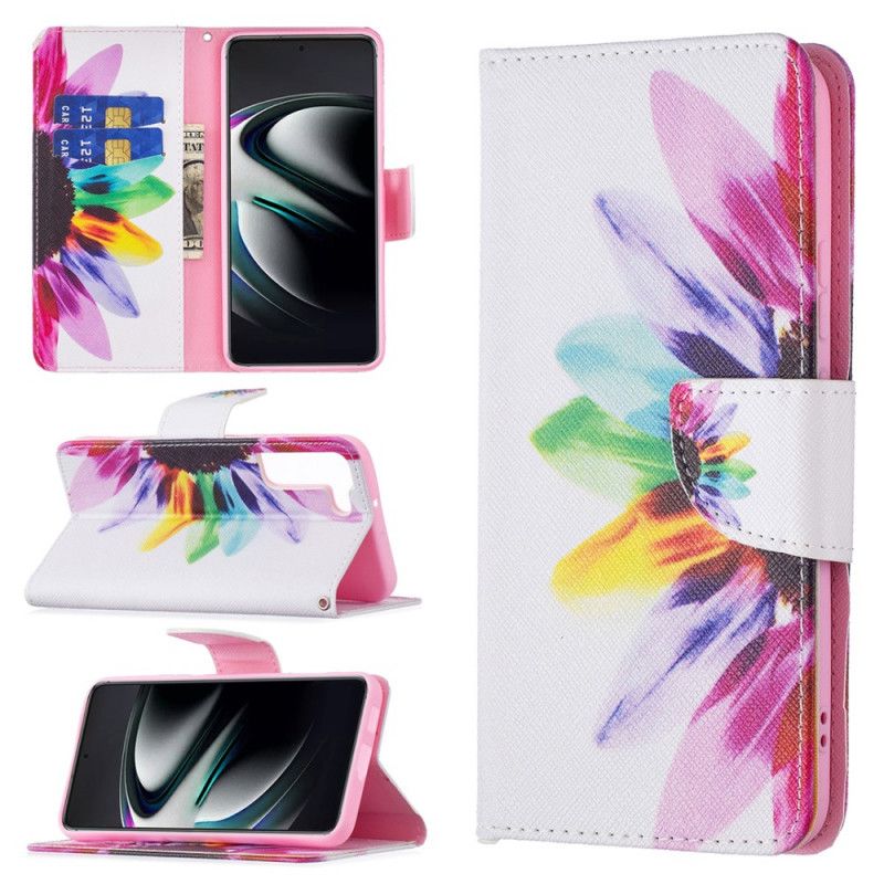 Flip Cover Samsung Galaxy S22 Plus 5G Akvarelblomst