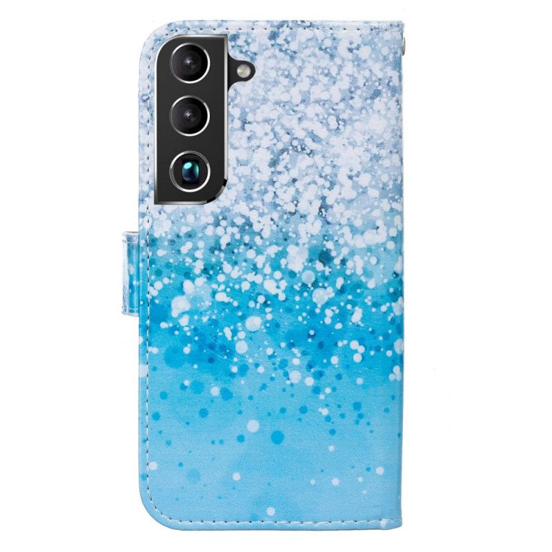 Flip Cover Samsung Galaxy S22 Plus 5G Blå Glitter Gradient