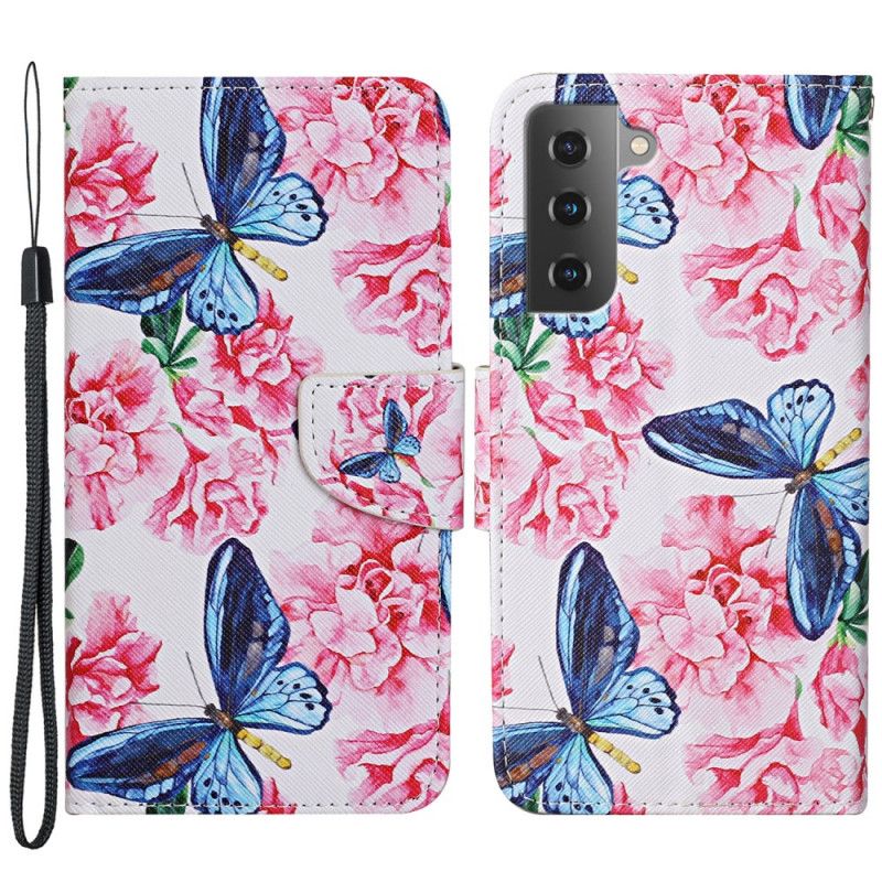 Flip Cover Samsung Galaxy S22 Plus 5G Blomstersommerfugle-rem