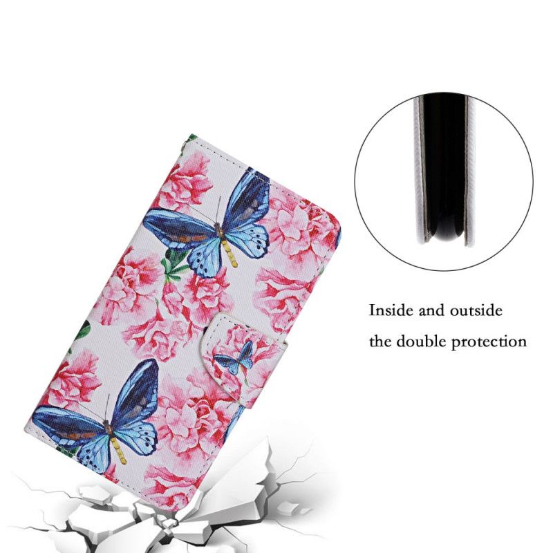 Flip Cover Samsung Galaxy S22 Plus 5G Blomstersommerfugle-rem