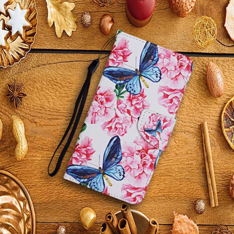 Flip Cover Samsung Galaxy S22 Plus 5G Blomstersommerfugle-rem