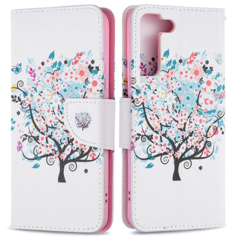 Flip Cover Samsung Galaxy S22 Plus 5G Blomstret Træ