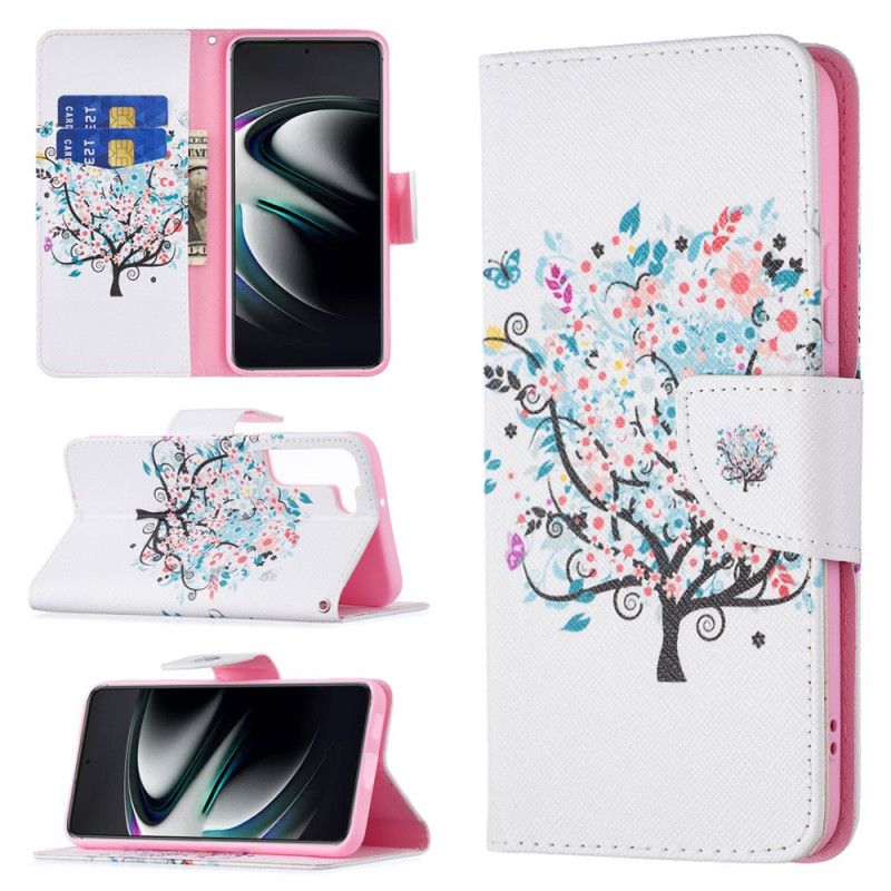 Flip Cover Samsung Galaxy S22 Plus 5G Blomstret Træ