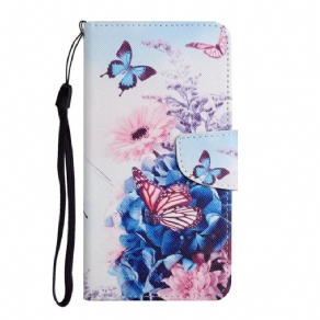 Flip Cover Samsung Galaxy S22 Plus 5G Buket Blomster Og Sommerfugle