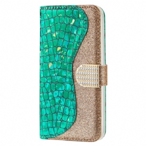 Flip Cover Samsung Galaxy S22 Plus 5G Croc Diamanter