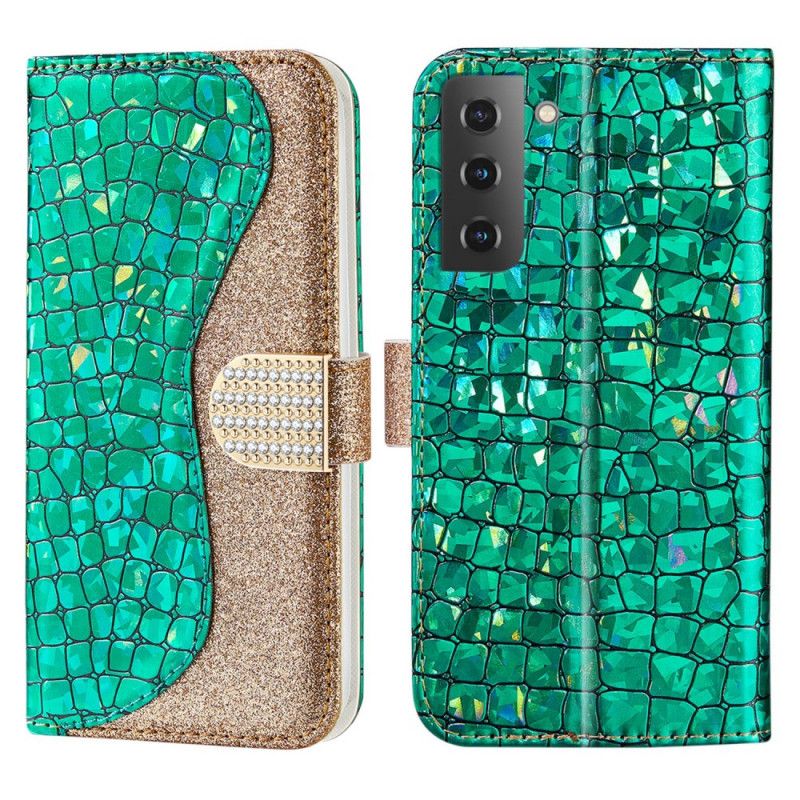 Flip Cover Samsung Galaxy S22 Plus 5G Croc Diamanter