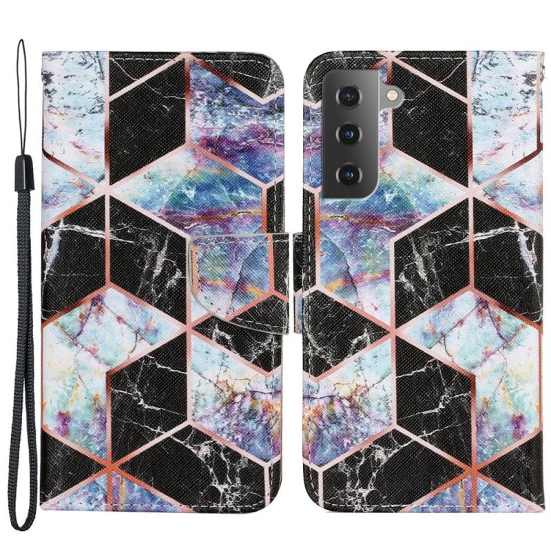 Flip Cover Samsung Galaxy S22 Plus 5G Geometrisk Marmor