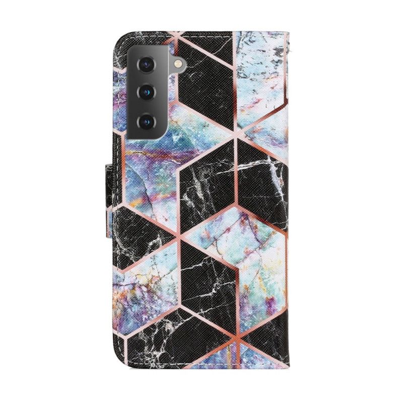 Flip Cover Samsung Galaxy S22 Plus 5G Geometrisk Marmor