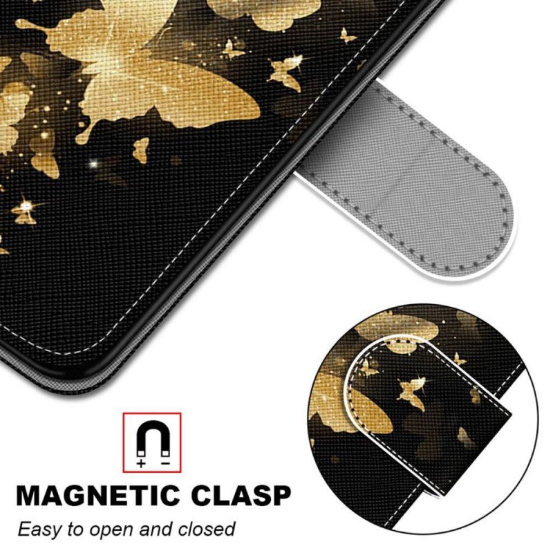 Flip Cover Samsung Galaxy S22 Plus 5G Gule Sommerfugle