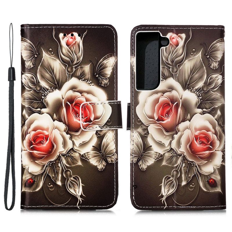 Flip Cover Samsung Galaxy S22 Plus 5G Gyldne Roser