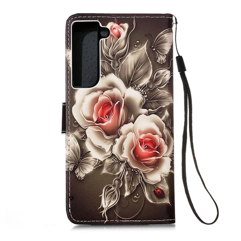 Flip Cover Samsung Galaxy S22 Plus 5G Gyldne Roser