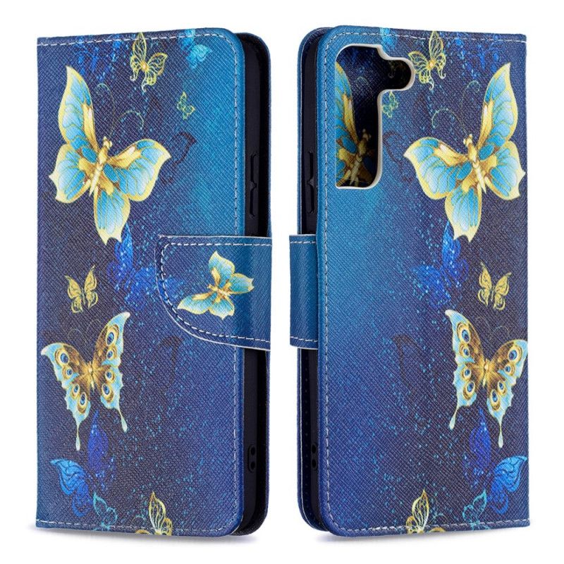 Flip Cover Samsung Galaxy S22 Plus 5G Gyldne Sommerfugle