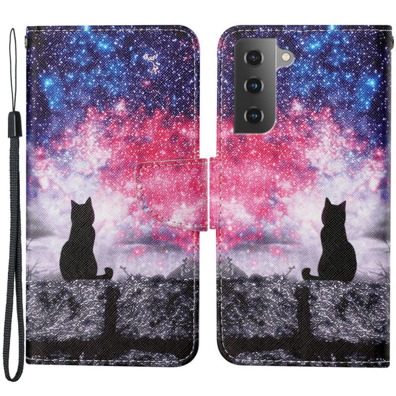 Flip Cover Samsung Galaxy S22 Plus 5G Kattehistorier Med Snor