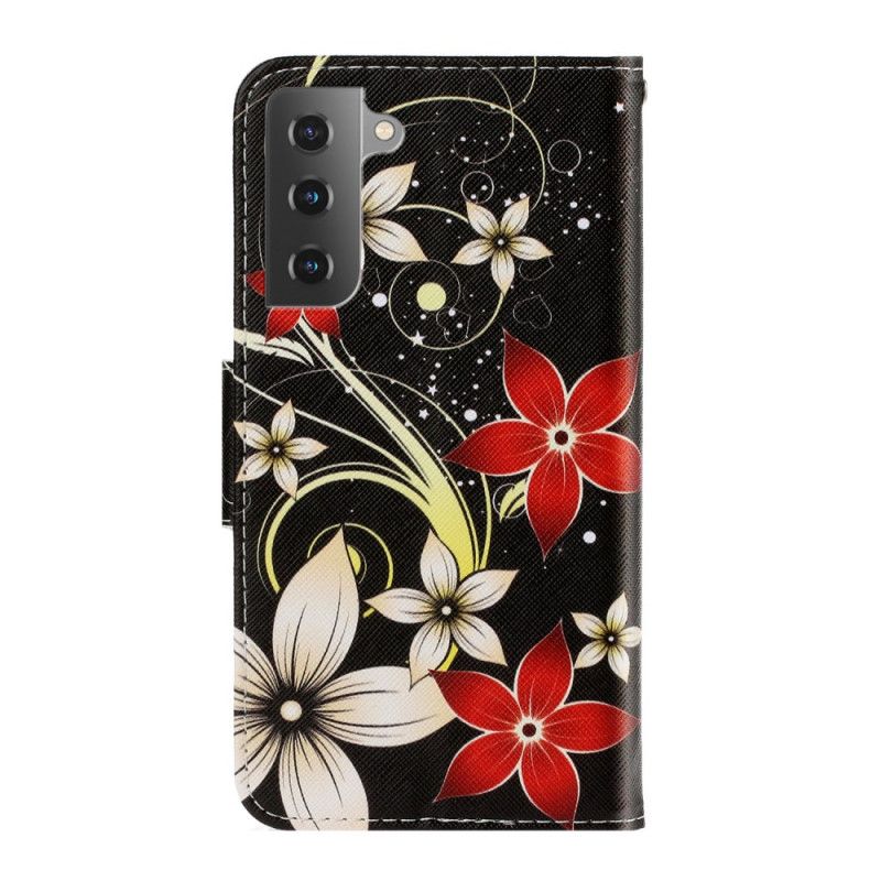 Flip Cover Samsung Galaxy S22 Plus 5G Med Snor Farverige Stropblomster