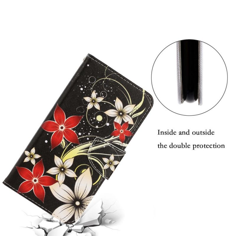 Flip Cover Samsung Galaxy S22 Plus 5G Med Snor Farverige Stropblomster