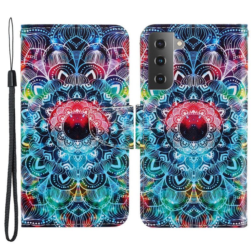 Flip Cover Samsung Galaxy S22 Plus 5G Med Snor Flashy Strappy Mandala