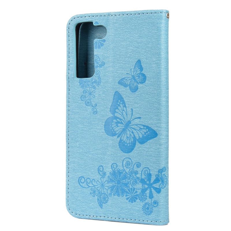 Flip Cover Samsung Galaxy S22 Plus 5G Med Snor Splendid Strap Sommerfugle