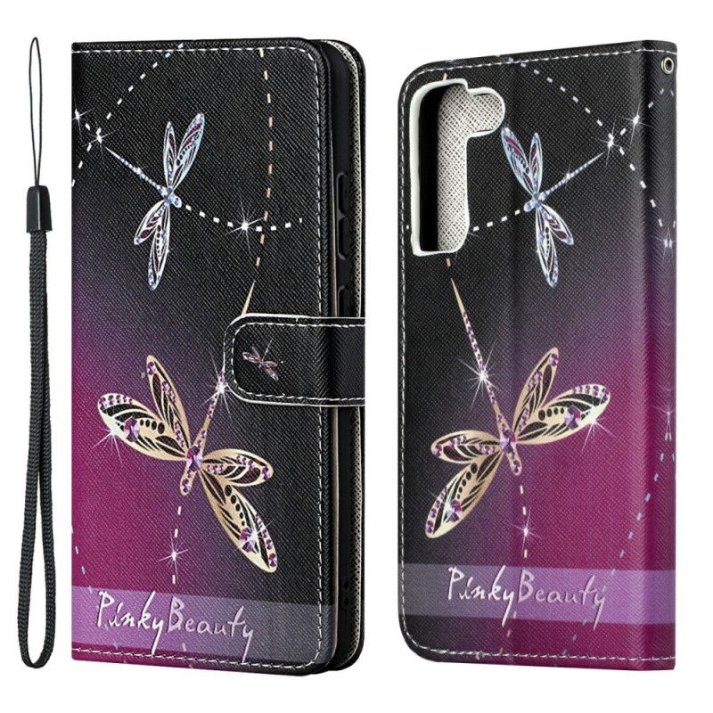 Flip Cover Samsung Galaxy S22 Plus 5G Med Snor Thong Dragonflies