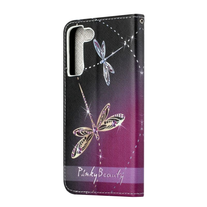 Flip Cover Samsung Galaxy S22 Plus 5G Med Snor Thong Dragonflies