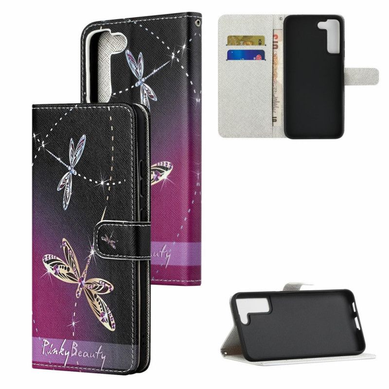 Flip Cover Samsung Galaxy S22 Plus 5G Med Snor Thong Dragonflies