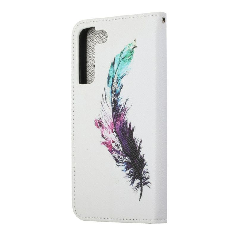 Flip Cover Samsung Galaxy S22 Plus 5G Med Snor Thong Fjer