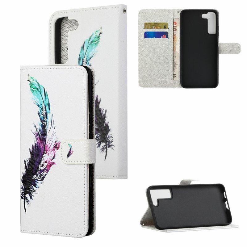 Flip Cover Samsung Galaxy S22 Plus 5G Med Snor Thong Fjer