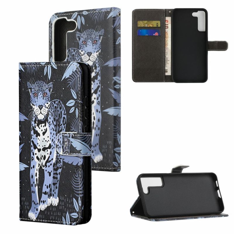 Flip Cover Samsung Galaxy S22 Plus 5G Med Snor Thong Leopard