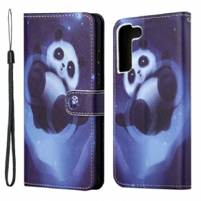 Flip Cover Samsung Galaxy S22 Plus 5G Med Snor Thong Space Panda