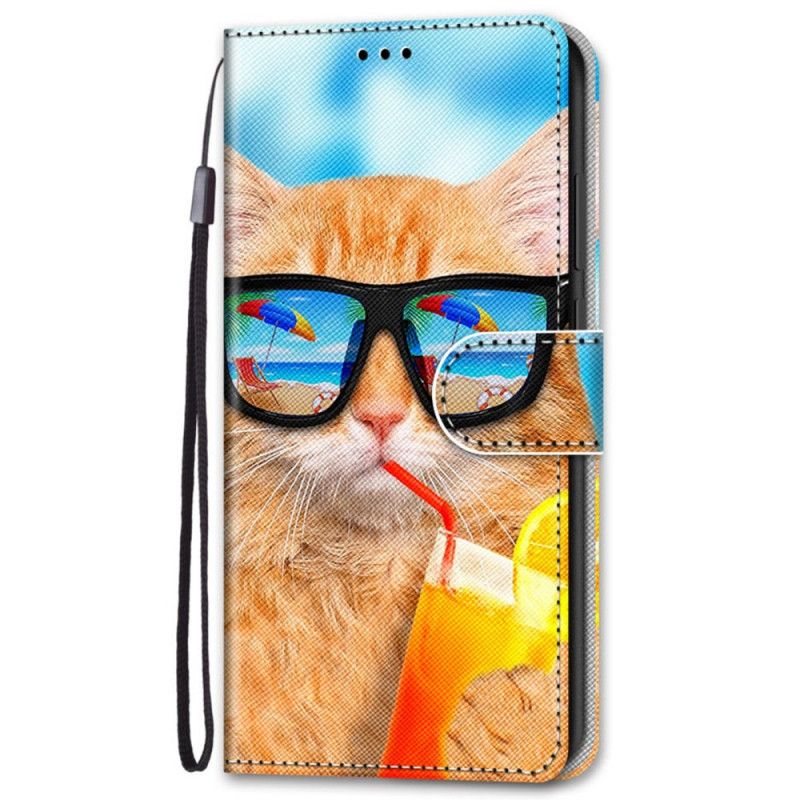 Flip Cover Samsung Galaxy S22 Plus 5G Med Snor Thong Sun Cat