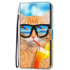 Flip Cover Samsung Galaxy S22 Plus 5G Med Snor Thong Sun Cat