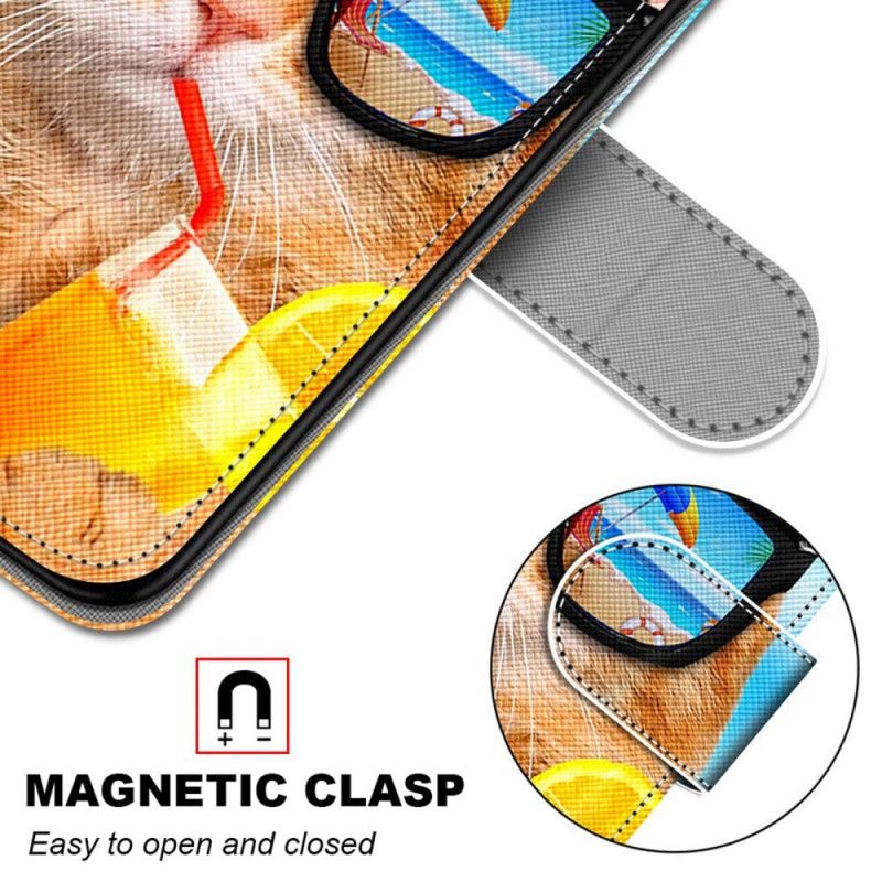 Flip Cover Samsung Galaxy S22 Plus 5G Med Snor Thong Sun Cat