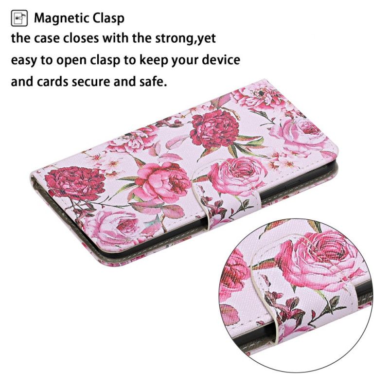 Flip Cover Samsung Galaxy S22 Plus 5G Mestrede Blomster Med Rem