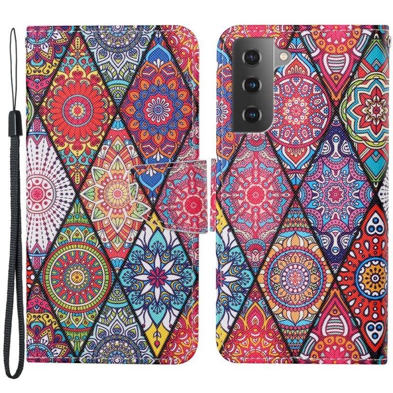 Flip Cover Samsung Galaxy S22 Plus 5G Patchwork Med Snor