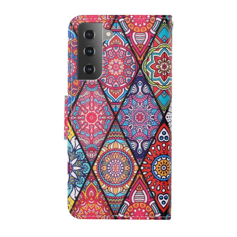 Flip Cover Samsung Galaxy S22 Plus 5G Patchwork Med Snor