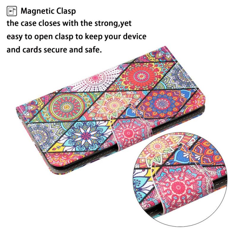 Flip Cover Samsung Galaxy S22 Plus 5G Patchwork Med Snor