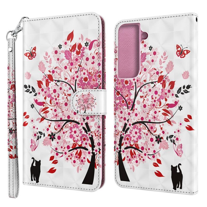 Flip Cover Samsung Galaxy S22 Plus 5G Pink Træ