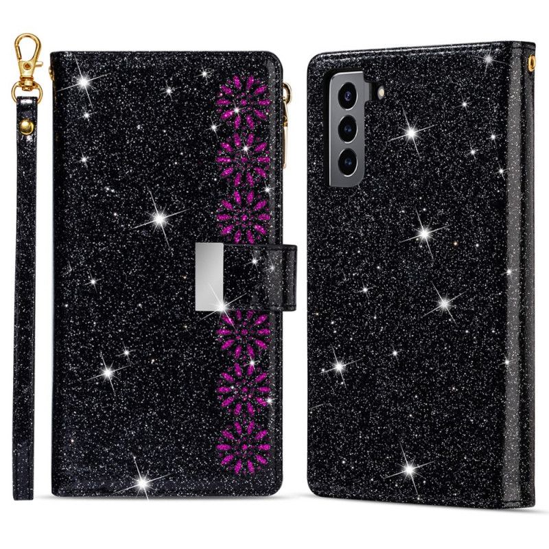 Flip Cover Samsung Galaxy S22 Plus 5G Punge Etui Pailletter Lynlås Tegnebog