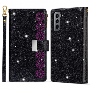 Flip Cover Samsung Galaxy S22 Plus 5G Punge Etui Pailletter Lynlås Tegnebog