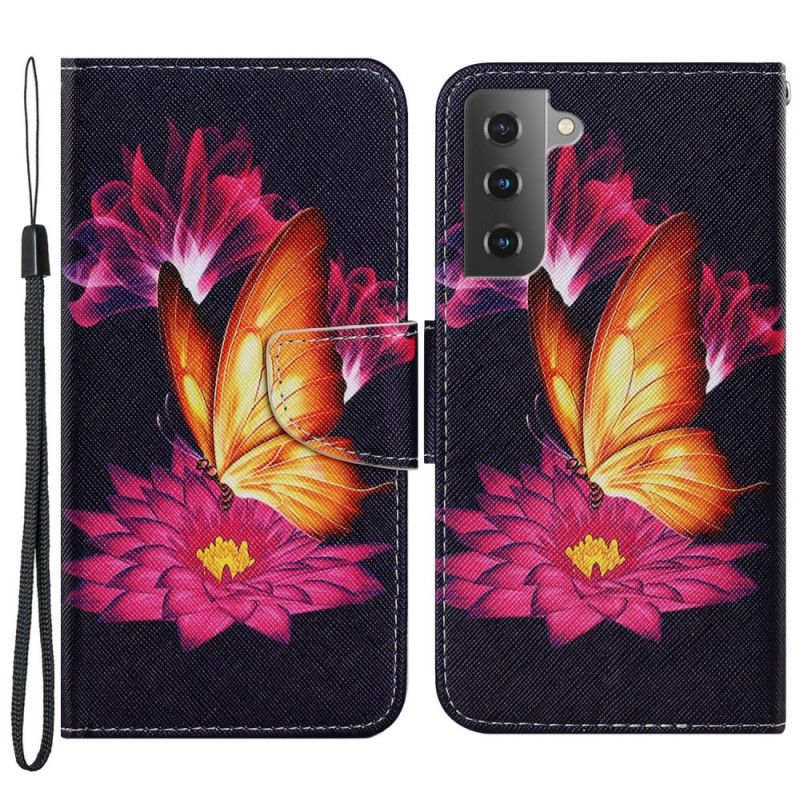 Flip Cover Samsung Galaxy S22 Plus 5G Sommerfugl Og Lotus