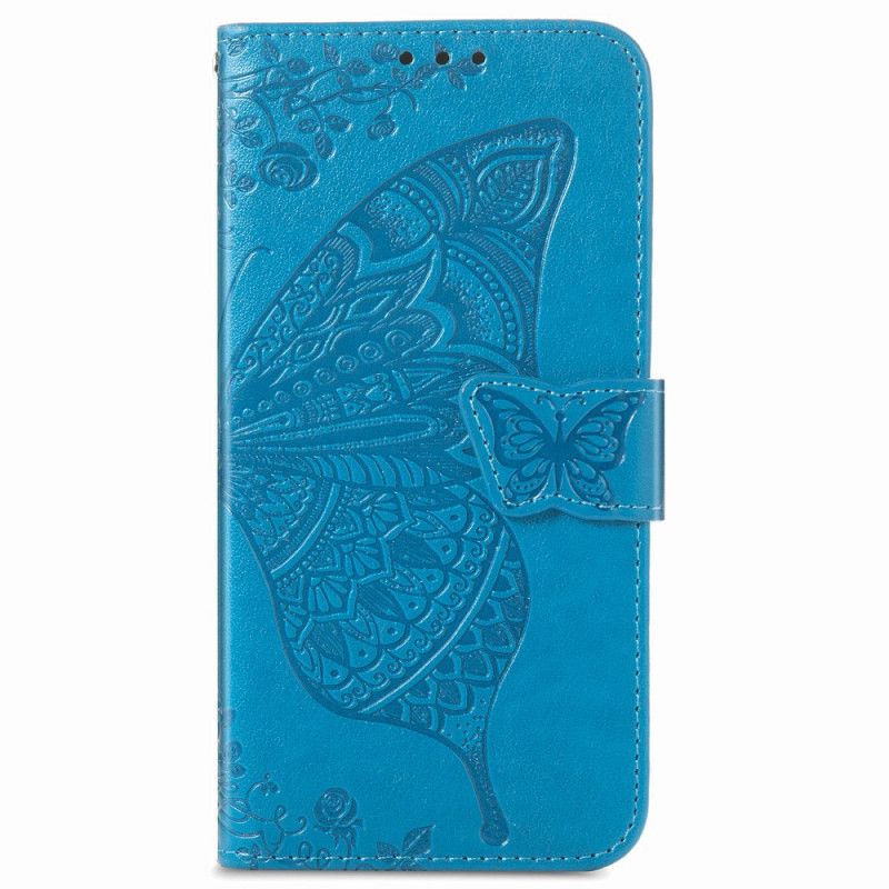 Flip Cover Samsung Galaxy S22 Plus 5G Sommerfugledesign Med Snor