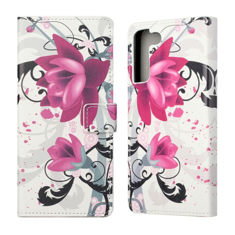 Flip Cover Samsung Galaxy S22 Plus 5G Tropiske Blomster