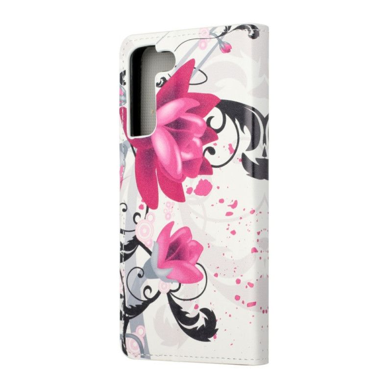 Flip Cover Samsung Galaxy S22 Plus 5G Tropiske Blomster