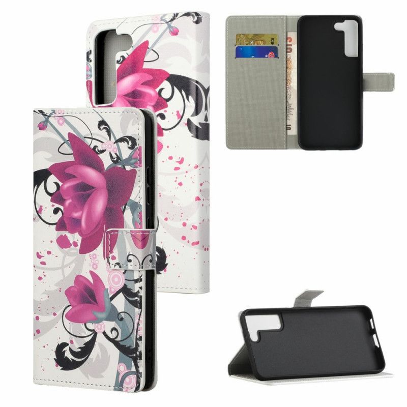 Flip Cover Samsung Galaxy S22 Plus 5G Tropiske Blomster