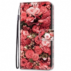 Læder Cover Samsung Galaxy S22 Plus 5G Blomsterromantik