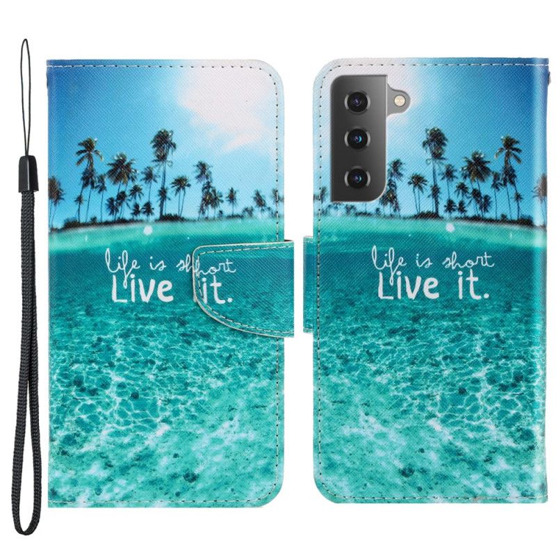 Læder Cover Samsung Galaxy S22 Plus 5G Med Snor Live It Strap