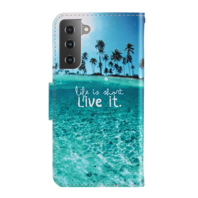 Læder Cover Samsung Galaxy S22 Plus 5G Med Snor Live It Strap