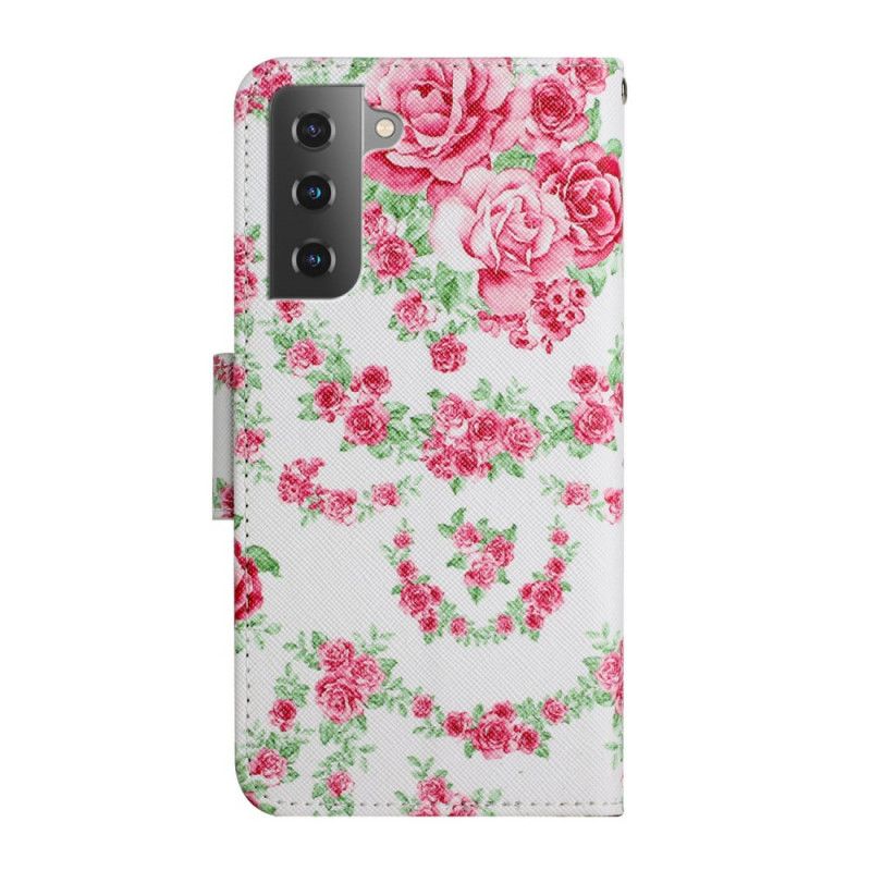 Læder Cover Samsung Galaxy S22 Plus 5G Royal Liberty Blomster