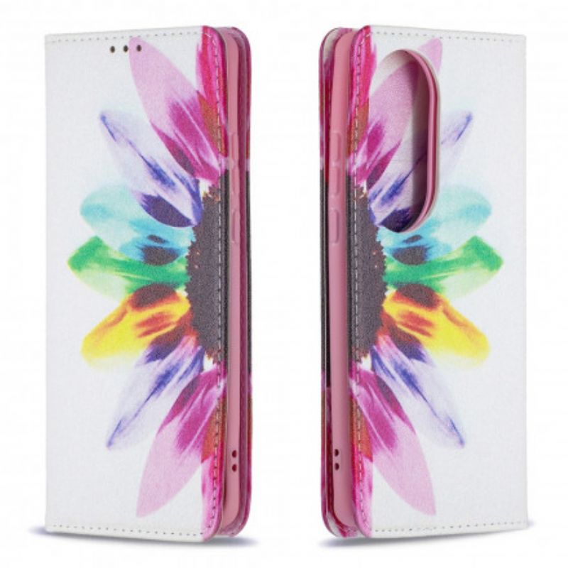 Cover Huawei P50 Pro Flip Cover Akvarelblomst