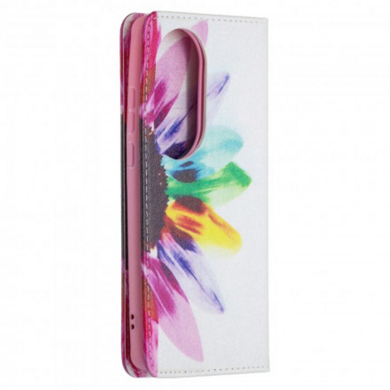 Cover Huawei P50 Pro Flip Cover Akvarelblomst